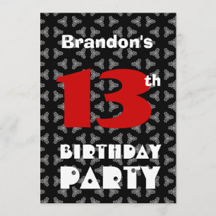 Convites 13 Birthday Modern Teen Black and White Padrão