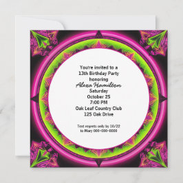 Convites 13 Birthday Neon Kaleidoscope