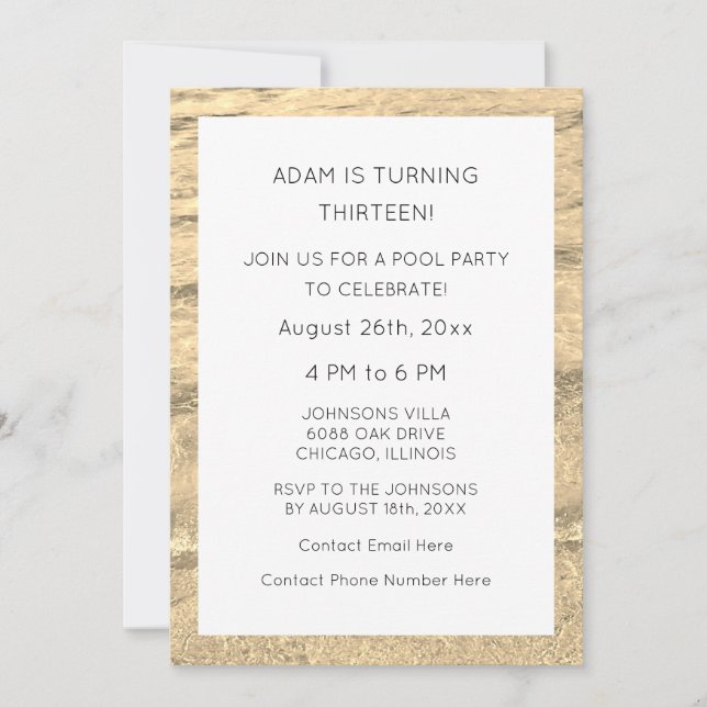 Convites 13 Birthday Personalizado Idade da Água Abstrato P (Frente)