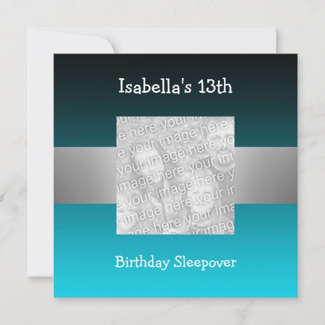 Convites 13 Birthday Sleepover Silver Green Foto 2 (Frente)