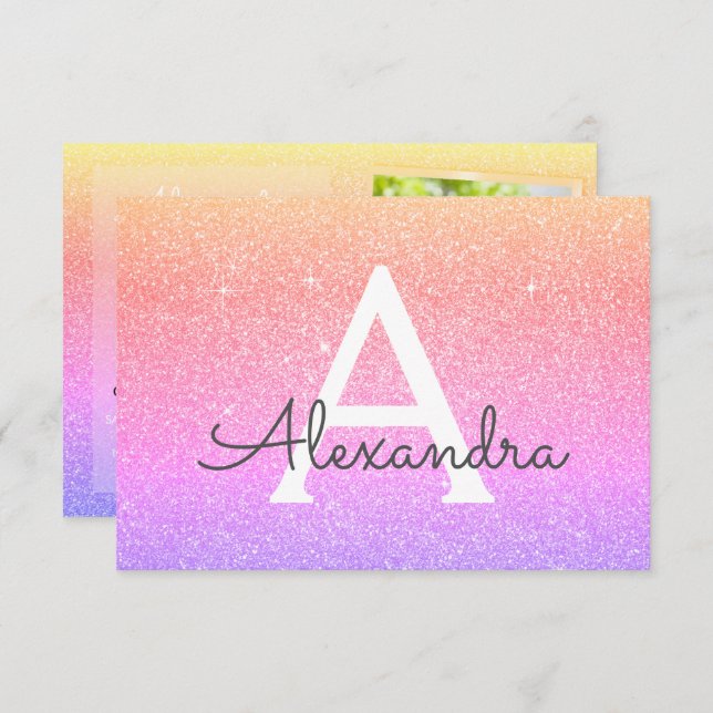 Convites 13 Birthday Sparkle Foto do Arco-Íris (Frente/Verso)