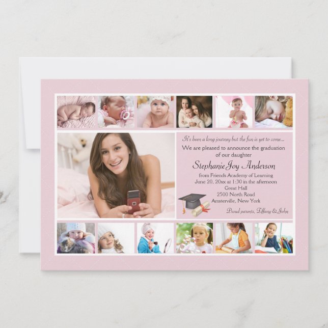 Convites 13 Colagem de Graduação de Fotos (Personalizada) (Frente)