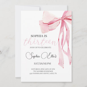 Convites 13 cor-de-rosa adolescente Aniversário   Coquette 