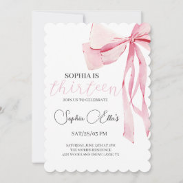 Convites 13 cor-de-rosa adolescente Aniversário | Coquette