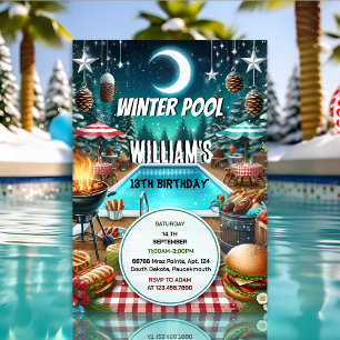 Convites 13 de aniversário da Festa de Piscina de inverno d