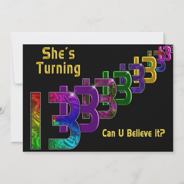 Convites 13 de Aniversário da Rapariga de Convite, Números  (Frente)