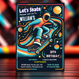 Convites 13 de Skateboard da Zona de Salto de patinete Aniv