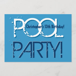 Convites 13 do Piscina de Aniversário da Criança, Blue W0