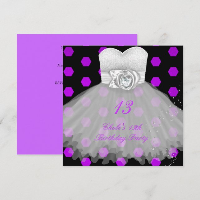 Convites 13 Festa de aniversário Girls (Frente/Verso)