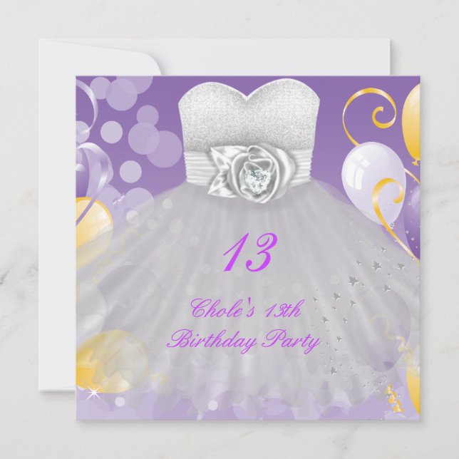 Convites 13 Festa de aniversário Girls 13 Adolescentes (Frente)
