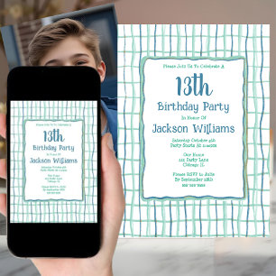 Convites 13 Festa de aniversário Mão Desenhada Único Verde 