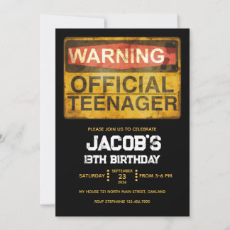 Convites 13 Year Old Teenage Birthday Boy