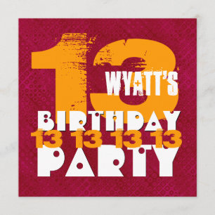 Convites 13o Grunge Z13A do adolescente de 13 anos da festa