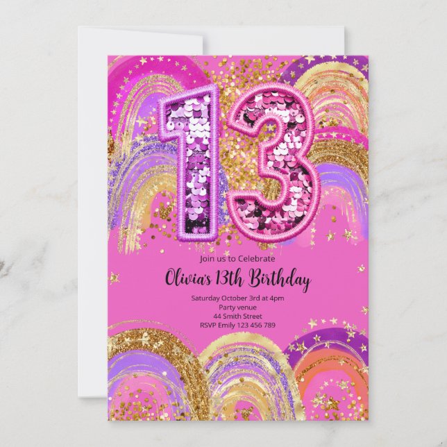 Convites 13th Birthday Girls Invitation (Frente)