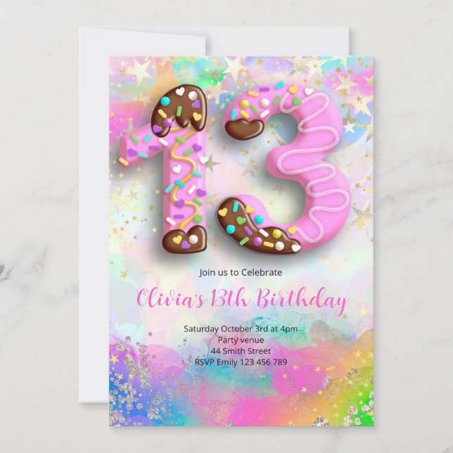 Convites 13th Birthday Girls Invitation (Frente)