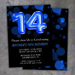 Convites 14 Birthday Balloons Kids Blue Boy Party<br><div class="desc">14 balões de aniversário crianças convite de aniversário de 14 azul para um garoto de 14 anos com moderno roteiro escrevendo e balões de folha azul divertidos.</div>