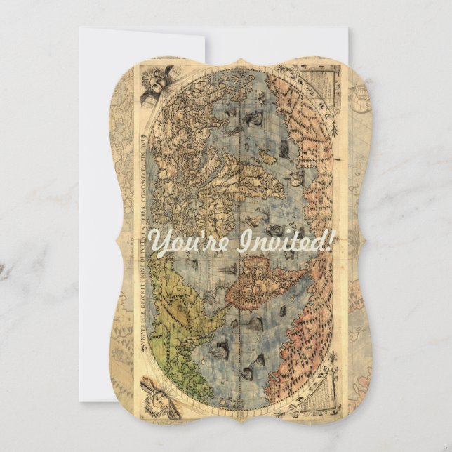 Convites 1565 Forlani AntiquevMapa Renascentista Mundial (Frente)