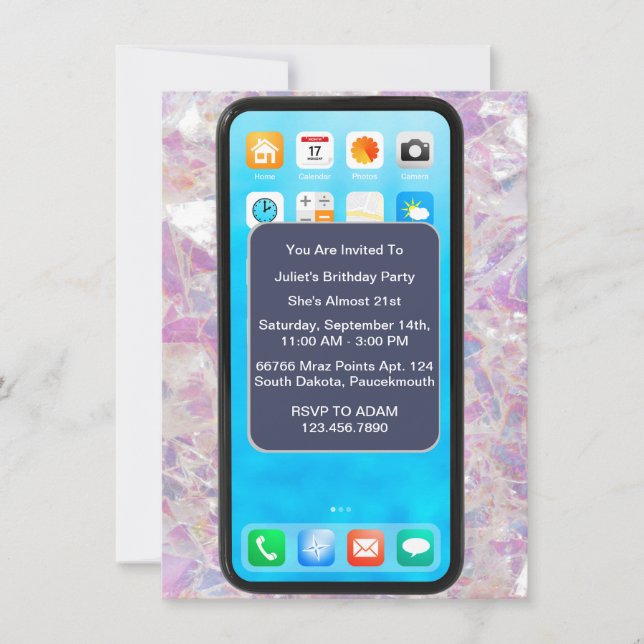 Convites 15 14 de 13 18º aniversário do telefone celular de (Frente)