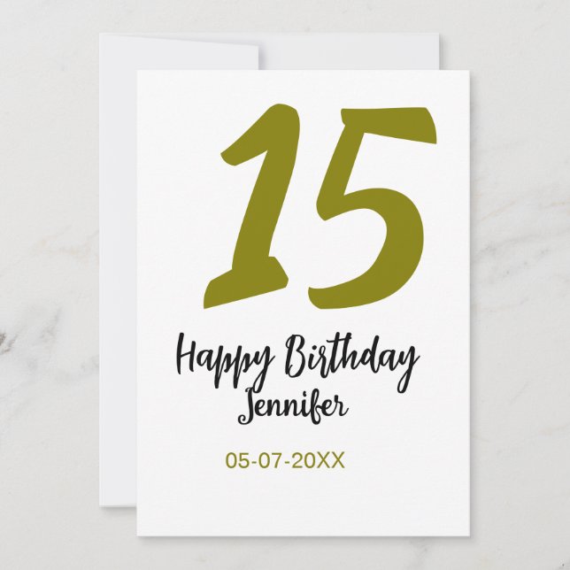 Convites 15 aniversário quiencenera adicionar data ano ouro (Frente)