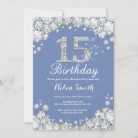 15 Birthday Blue e Silver Diamond