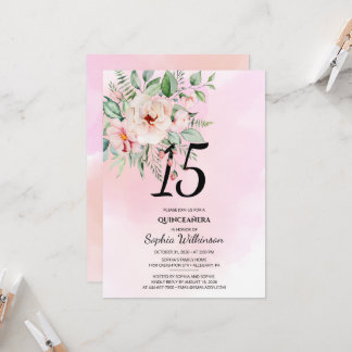 Convites 15 Birthday Quinceanera Russo Aquarela Floral