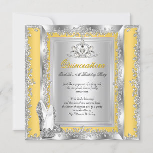 Convites 15 de Quinceanera Calçados de Prata Amarelos de An