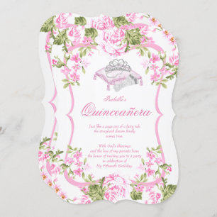 Convites 15 de Quinceanera Flores de Rosas Rosa Doce