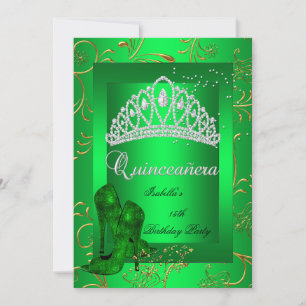 Convites 15 do Quinceañera - Dourado Olho Verde