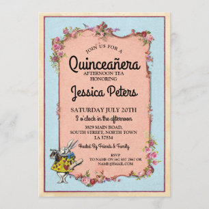 Convites 15 Quinceanera Party Wonderland Rabbit Invite