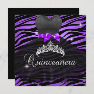 Convites 15 Roxo de Quinceanera Tiara Zebra