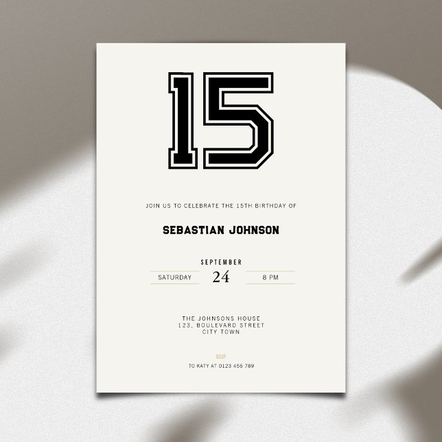 Convites 15th Birthday Invitation - Minimal Sport Style (15th birthday invitation simple sport design for teenagers)