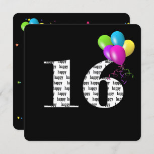 Convites 16ª Festa de aniversário com grupo de balão