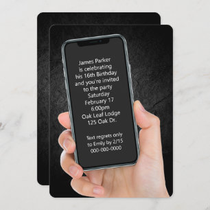 Convites 16ª Mensagem de Texto de Festa de aniversário