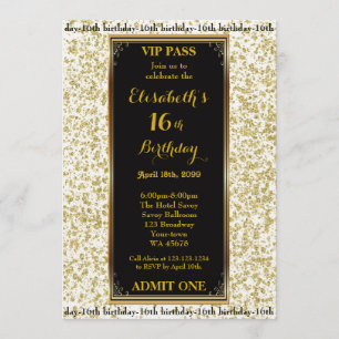 Convites 16º,16º aniversário,Feriado brilhante,bilhete,ouro