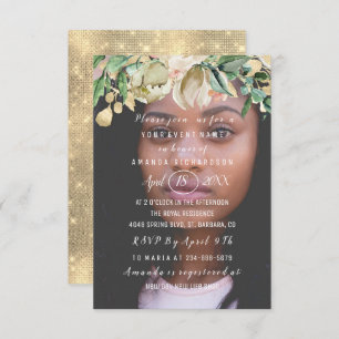 Convites 16º Aniversário Foto Flores Brunch Spark Dourado