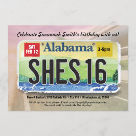 Convites 16º Bday Alabama License Invitation