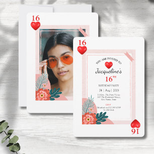 Convites 16.º aniversário Corações Doce 16