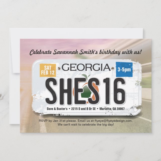Convites 16.º Aniversário da Licença Georgia (Frente)