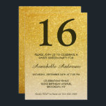 Convites 16.º aniversário do Elegante negro Dourado Ombre<br><div class="desc">Celebre a sua celebração de aniversário com este Convite à Carta de Aniversário do Glitter Glitter Dourado Glitter Glitter Glitter Clássico de Na moda Glam.</div>