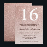 Convites 16.º Aniversário Glam Rosa Rosa Rosa Dourada Ombre<br><div class="desc">Celebre a sua celebração de aniversário com este Convite à Carta de Aniversário do Glam Na moda rosa Rosa Dourada Glitter Sparkle Ombre.</div>