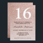 Convites 16.º Aniversário Glam Rosa Rosa Rosa Dourada Ombre<br><div class="desc">Celebre a sua celebração de aniversário com este Convite à Carta de Aniversário do Glam Na moda rosa Rosa Dourada Glitter Sparkle Ombre.</div>