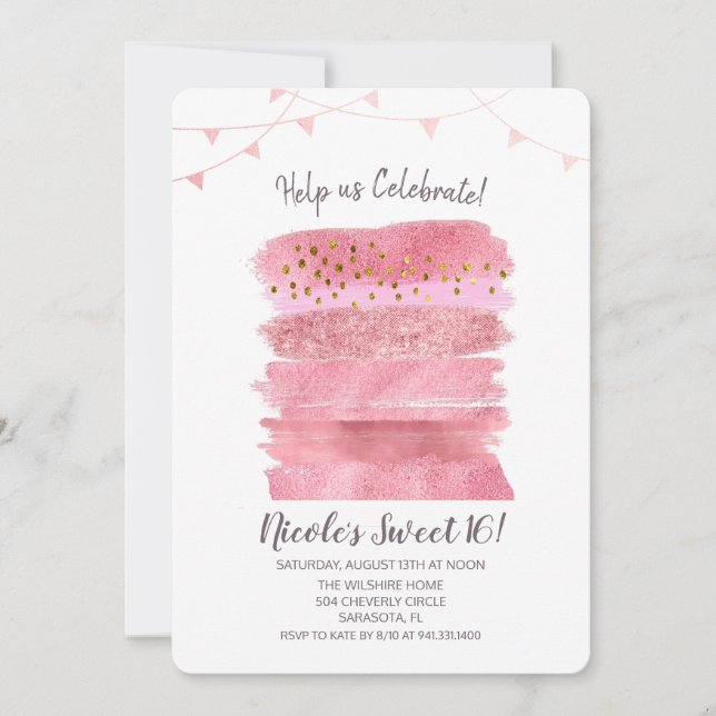 Convites 16 Bolo de Aniversário (Frente)