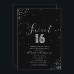 Convites 16 Canto de Confetti Negro e Silver<br><div class="desc">DOCE 16 Convites para Confetti Preto e Prata.</div>