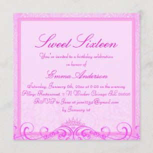 Convites 16 Doce Rosa Tiara Convidam