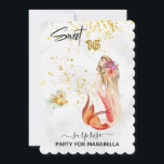 Convites *~* 16 DOCE SEXTA Sereia Floral Aniversário<br><div class="desc">* PARTIDO DE SURPRESA ENergeticamente Avançado DOCE SEXTA E MODERNA cor rosa cor-de-rosa cor-de-coral com cabelo longo e lúcido. Os números brilhantes de 16 GOLD FOIL BALLOON representam uma fantástica adição festiva ao seu Convite de aniversário Doce 16. Nossa Sereia não está nadando sozinha. Ela tem um PEIXE adorável sempre...</div>
