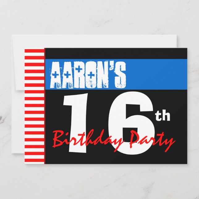 Convites 16o Estrelas azuis brilhantes modernas 2B2A da (Frente)