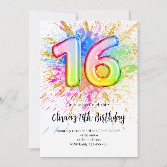 Convites 16th Birthday Invitation (Frente)