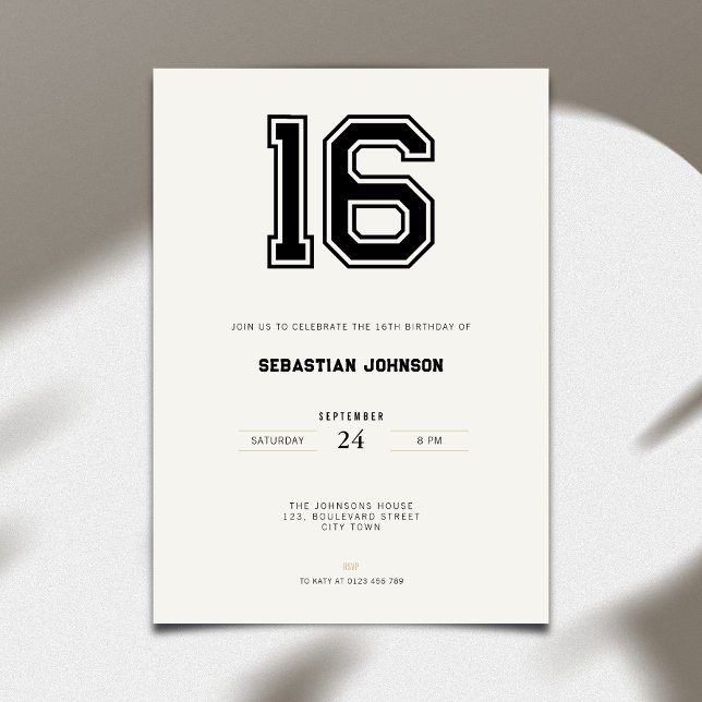 Convites 16th Birthday Invitation - Minimal Sport Style (16th birthday invitation simple sport design for teenagers)