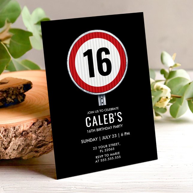 Convites 16th Birthday Speed Limit Sign - ANY AGE (Criador carregado)