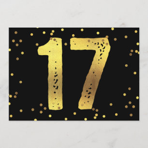 Convites 17ª Festa de aniversário Faux Gold Foil Confetti
